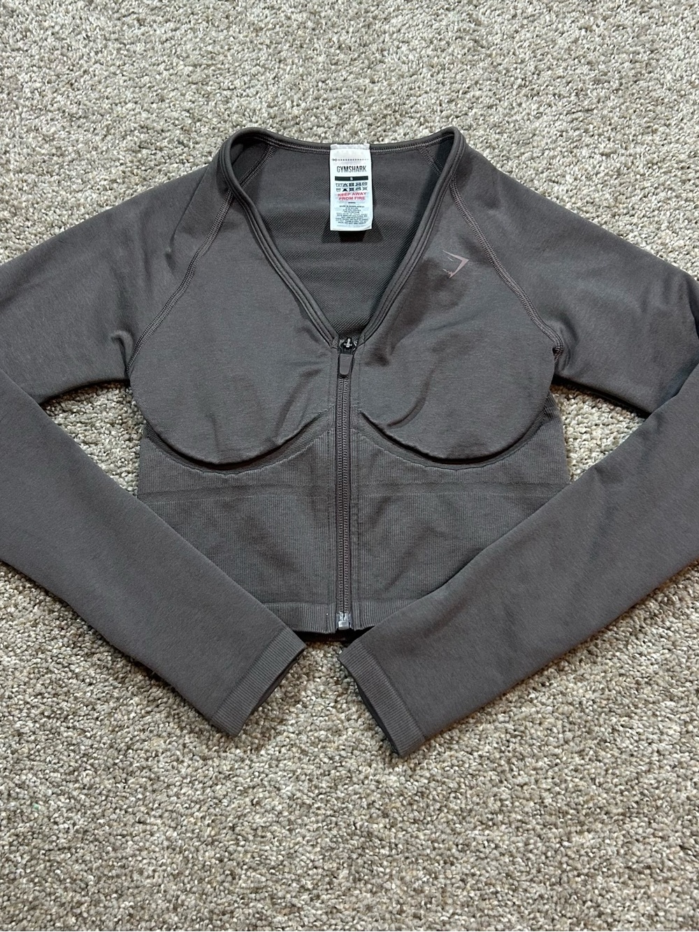 Gymshark Women's Charcoal Gray Zip-Up Cropped Jacket